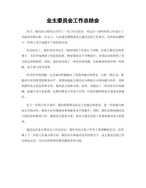 业主委员会工作总结会