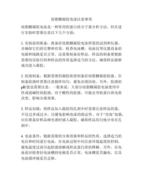 琼脂糖凝胶电泳注意事项