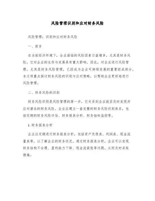 风险管理识别和应对财务风险