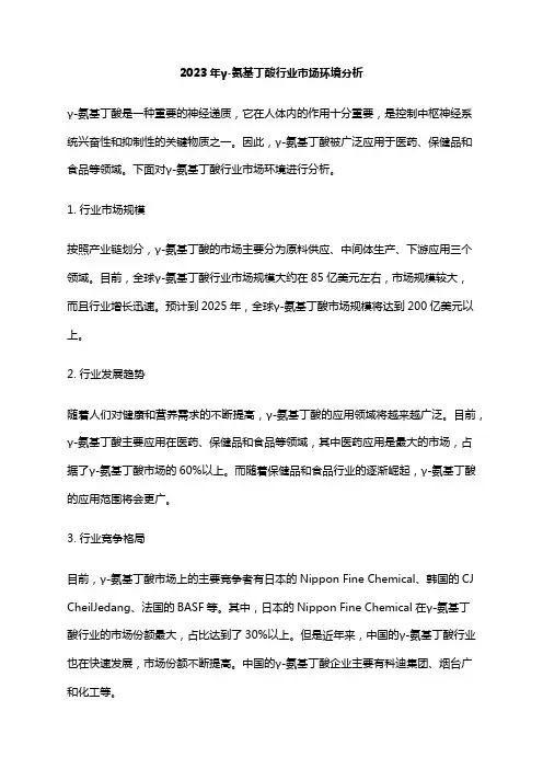 2023年γ-氨基丁酸行业市场环境分析