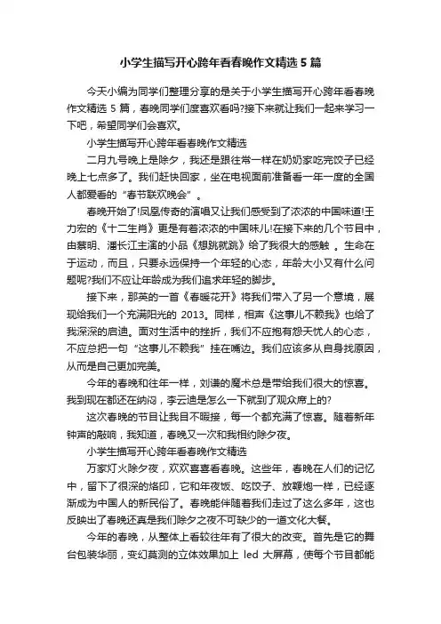 小学生描写开心跨年看春晚作文精选5篇