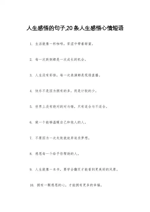 人生感悟的句子,20条人生感悟心情短语