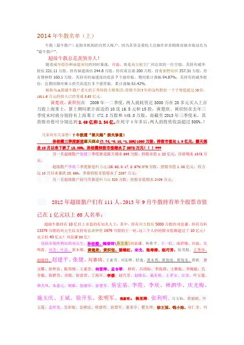 2014年牛散名单