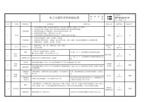 XY电容IQC来料检验作业指导书