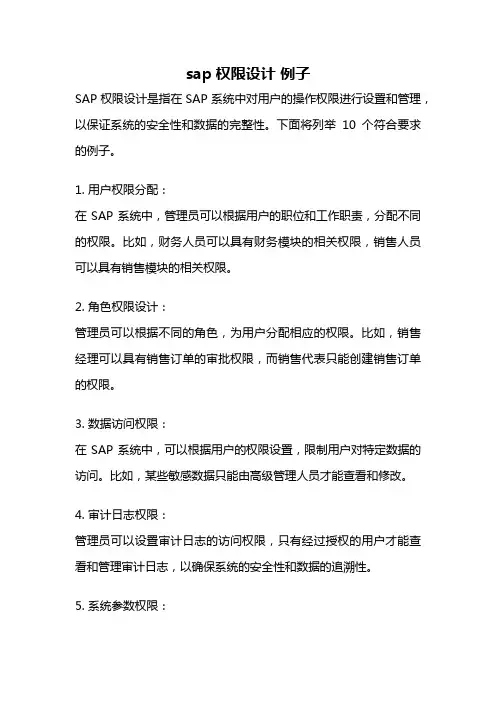 sap权限设计 例子