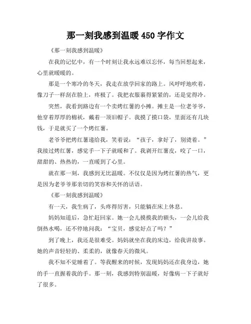那一刻我感到温暖450字作文