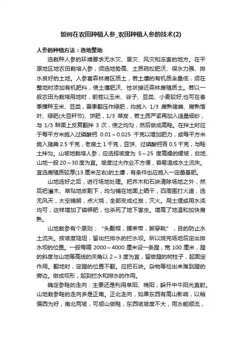 如何在农田种植人参_农田种植人参的技术（2）