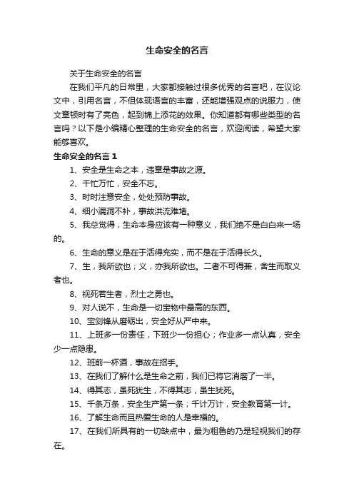 关于生命安全的名言
