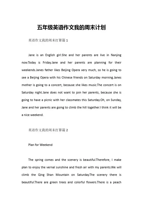 五年级英语作文我的周末计划