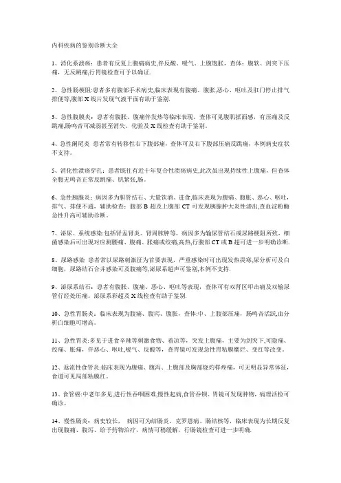 内科疾病的鉴别诊断大全【范本模板】