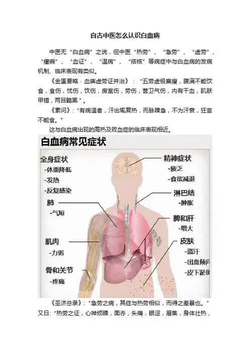 自古中医怎么认识白血病