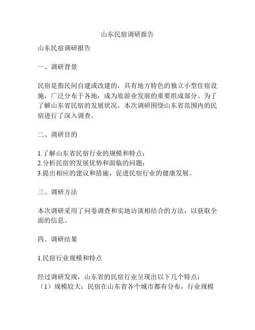 山东民宿调研报告