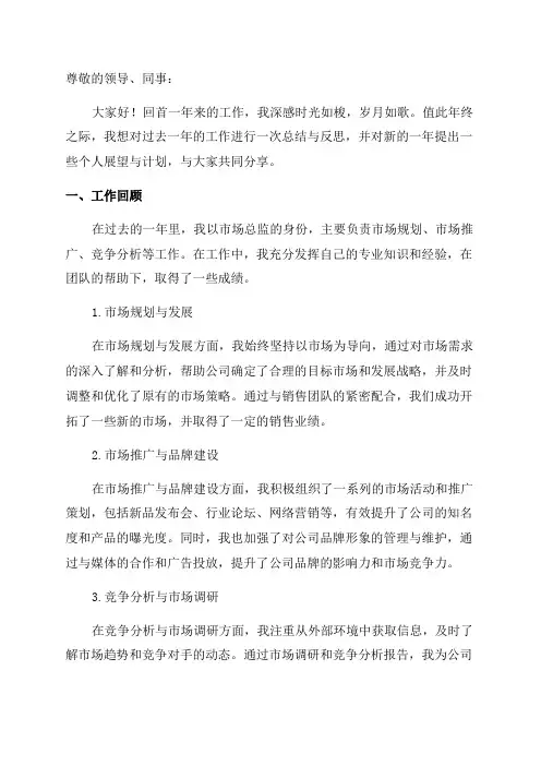市场总监年终个人总结