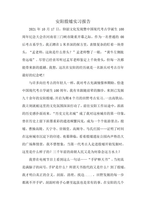 安阳殷墟实习报告