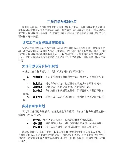 工作目标与规划咋写