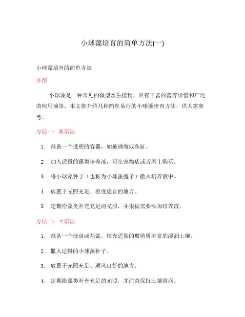 小球藻培育的简单方法(一)