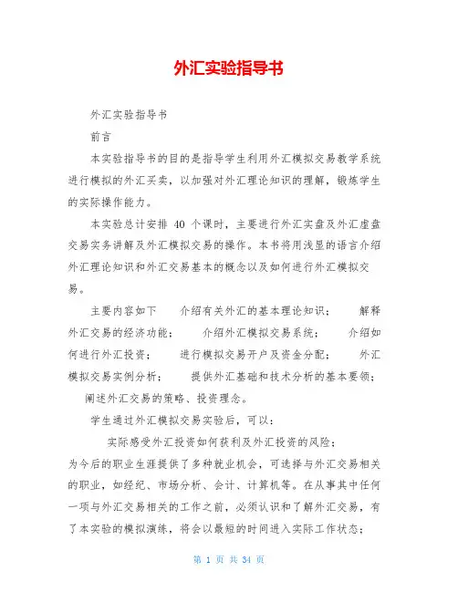 外汇实验指导书