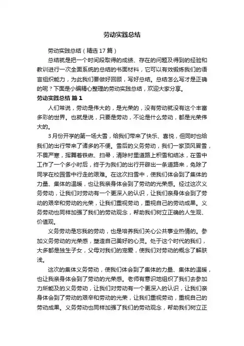 劳动实践总结