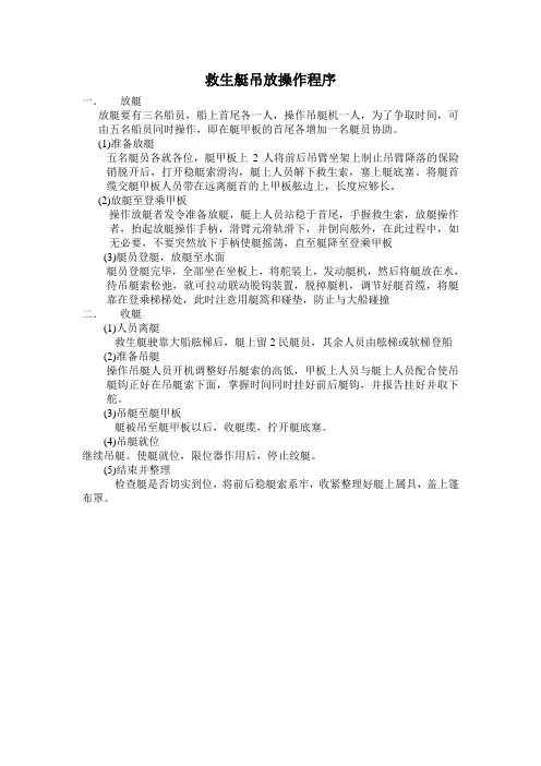 救生艇吊放操作程序