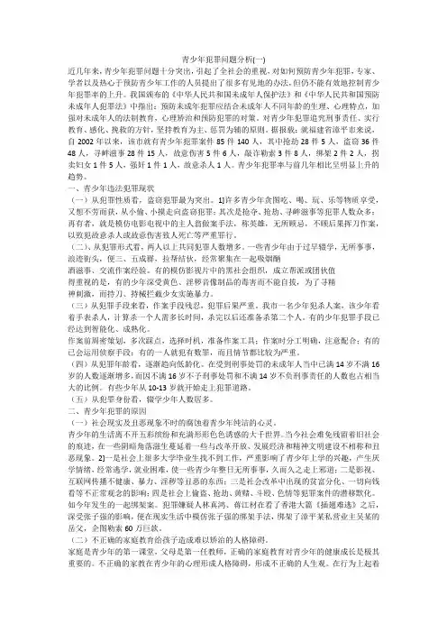 青少年犯罪问题分析(一)