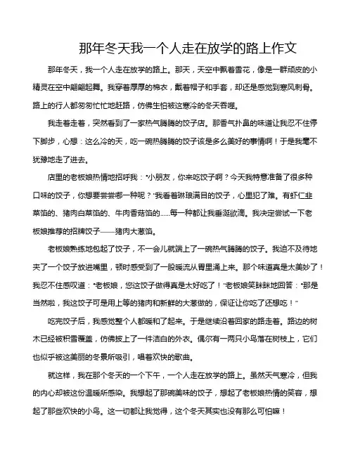 那年冬天我一个人走在放学的路上作文