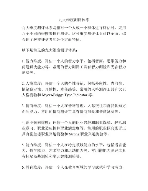 九大维度测评体系