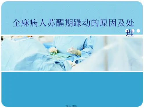 全麻病人苏醒期躁动的原因及处理PPT课件