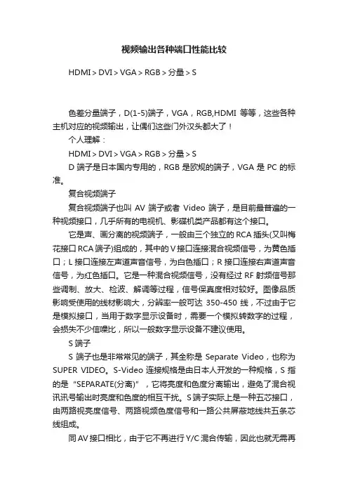 视频输出各种端口性能比较