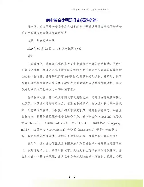 商业综合体调研报告(精选多篇).doc