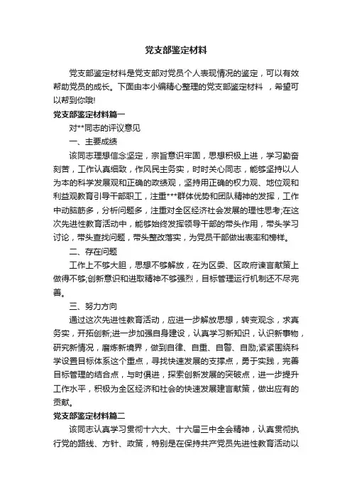党支部鉴定材料