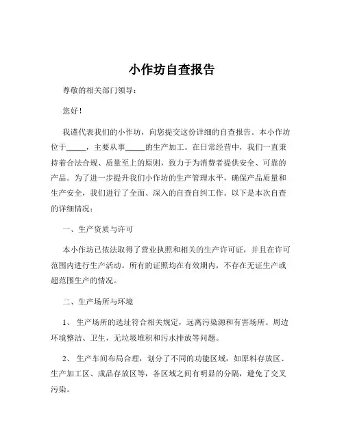 小作坊自查报告