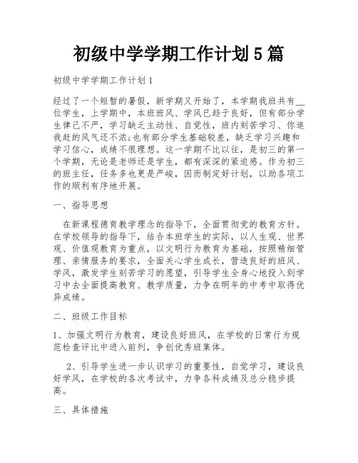 初级中学学期工作计划5篇