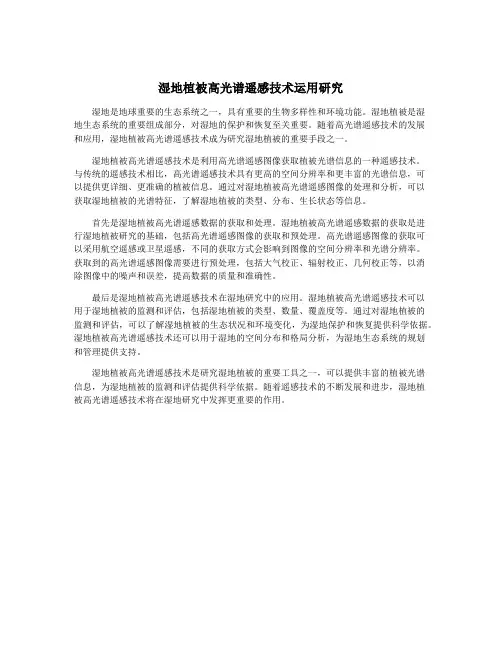湿地植被高光谱遥感技术运用研究