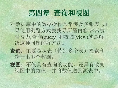 VFP 第四章 查询和视图