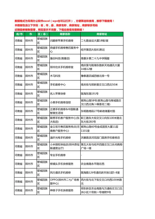2020新版河南省郑州市管城回族区手机维修工商企业公司商家名录名单联系电话号码地址大全81家