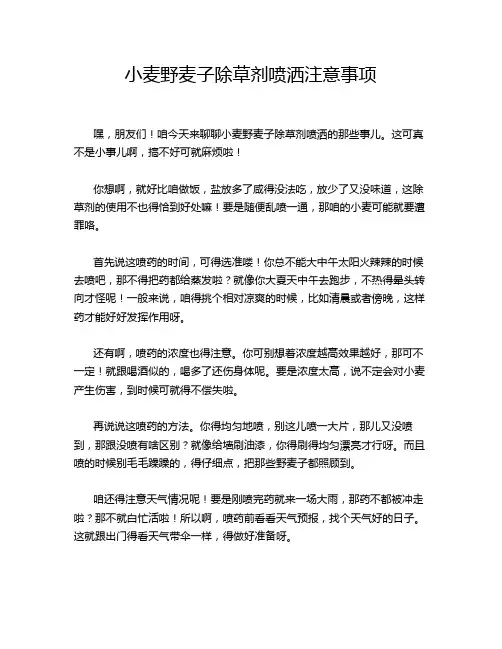 小麦野麦子除草剂喷洒注意事项