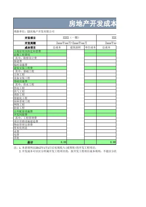 房地产开发成本明细表-模板