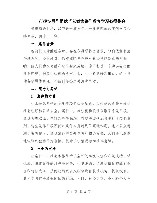 打掉涉恶”团伙“以案为鉴”教育学习心得体会