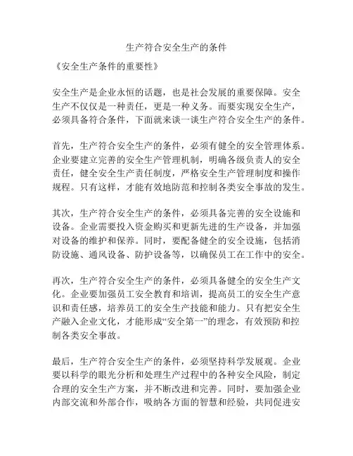 生产符合安全生产的条件