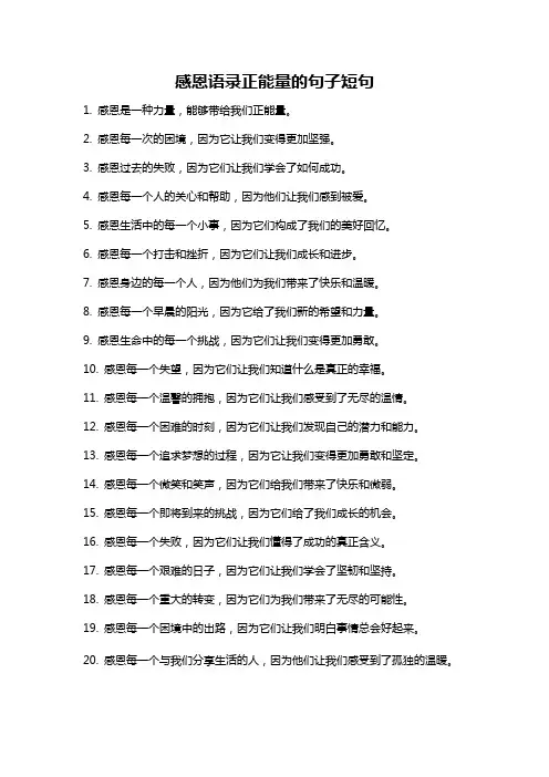感恩语录正能量的句子短句