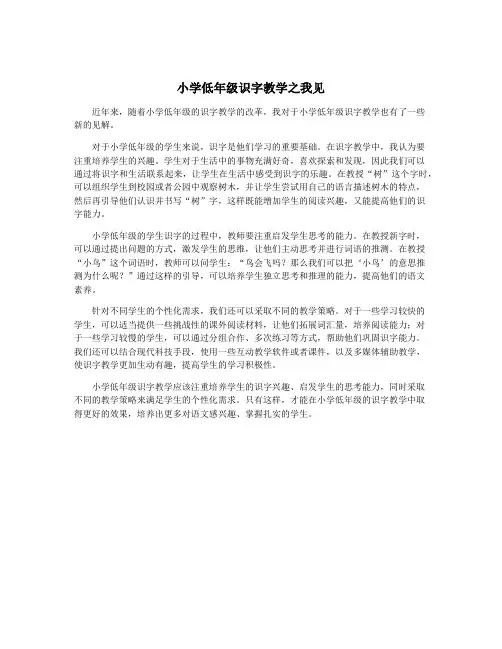 小学低年级识字教学之我见
