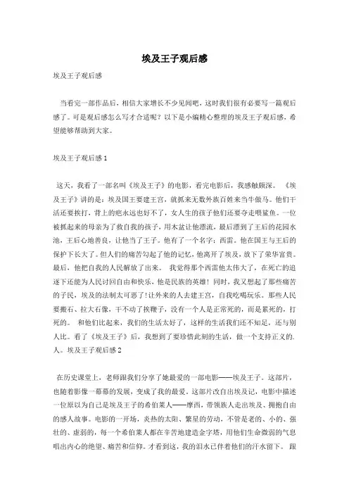 埃及王子观后感