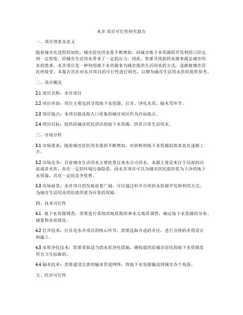 水井 项目可行性研究报告
