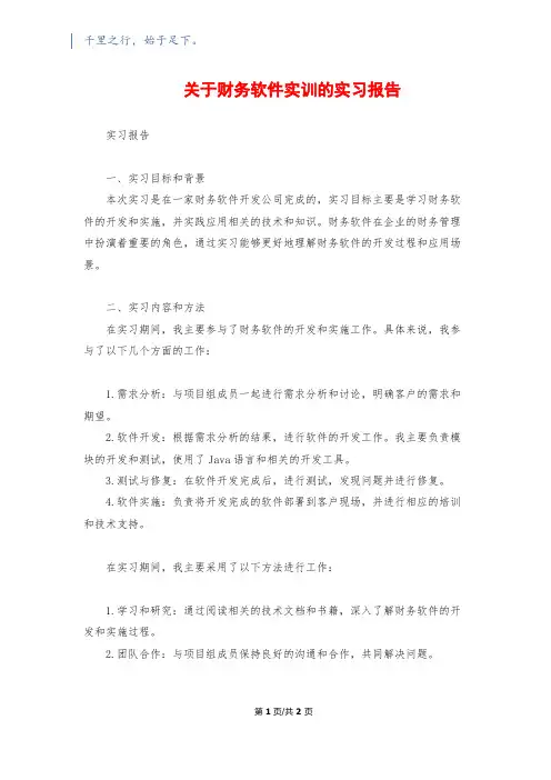 关于财务软件实训的实习报告
