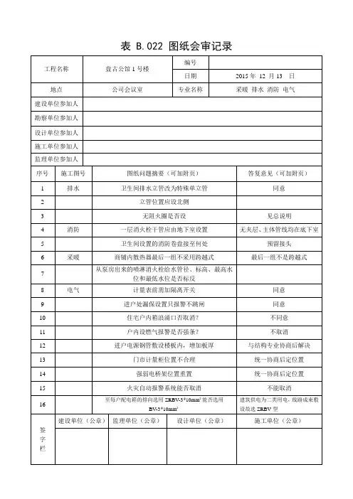 表 B.022图纸会审记录水(水电)doc.