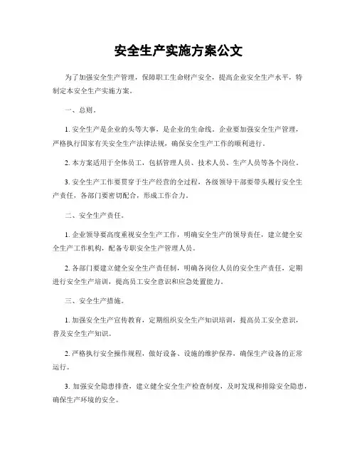安全生产实施方案公文