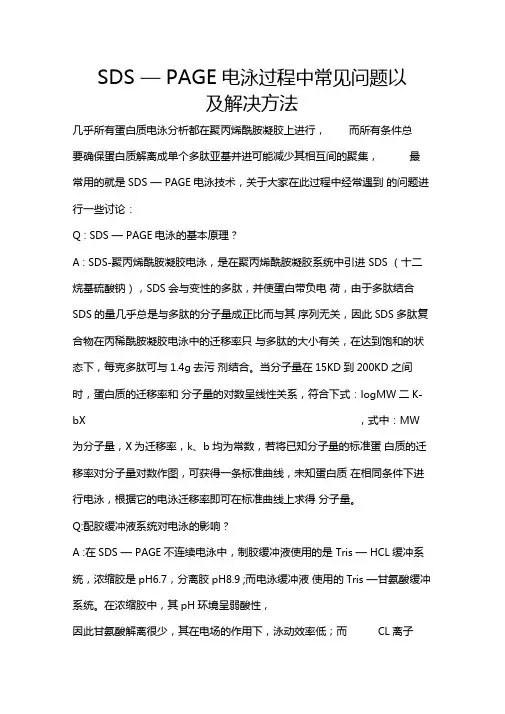 SDS-PAGE电泳过程中常见问题以及解决方法要点