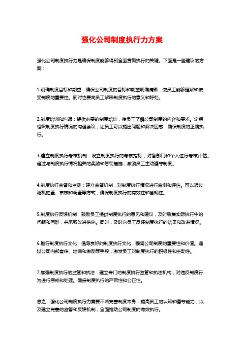 强化公司制度执行力方案