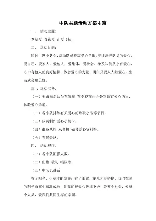 中队主题活动方案4篇
