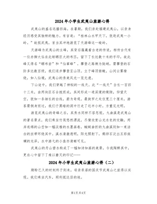 2024年小学生武夷山旅游心得（4篇）